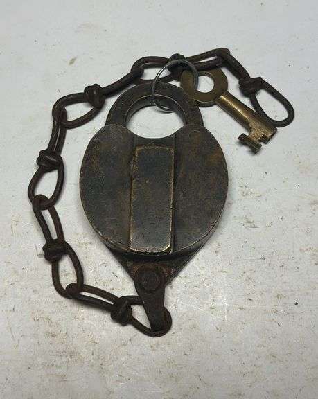 Old Padlock with Chain and Key image