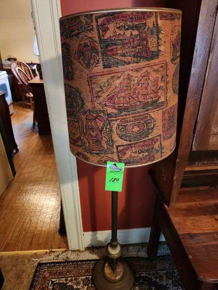 vintage lamp with a shade Boston & Maine Railroad theme image