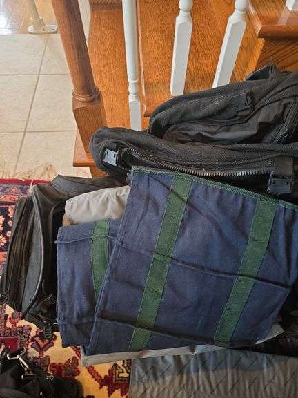 Assorted luggage, garment bags, and ruffles. image