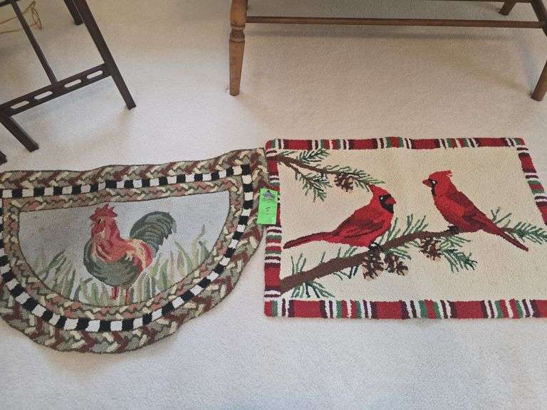 Set of 2 rugs. 1 chicken and 1 cardinal image