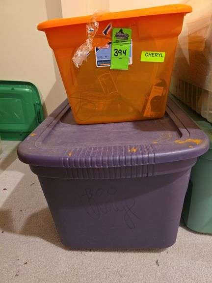 2 totes of Halloween decor image