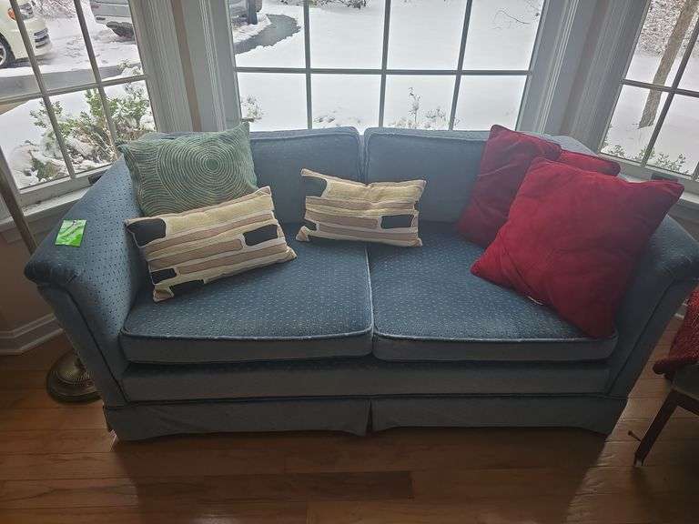5' sofa with assorted throw pillows image