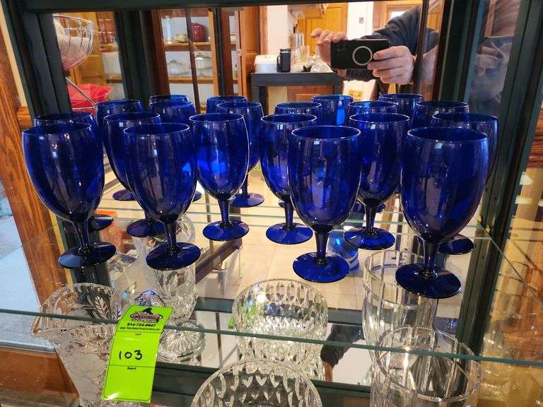Goblet glass blueware total of 10 image