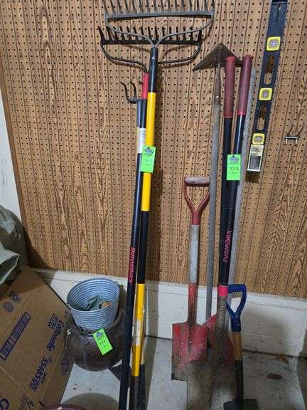 Metal rakes and hoe image