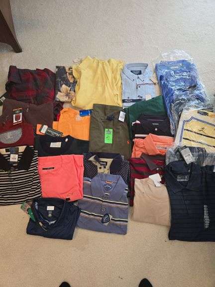 Assorted mens sweatshirts, golf shirts. And T shirts. Size XL- XXL new with tags image