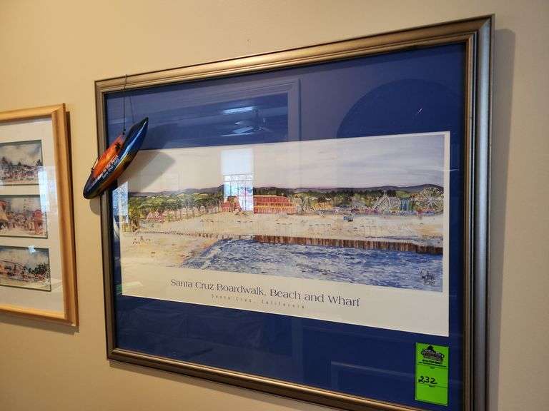 Santa Cruz boardwalk beach and Wharf framed picture roughly 33x27 in image