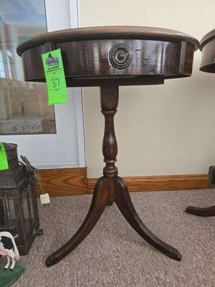 Vintage round side table with 1 drawer image