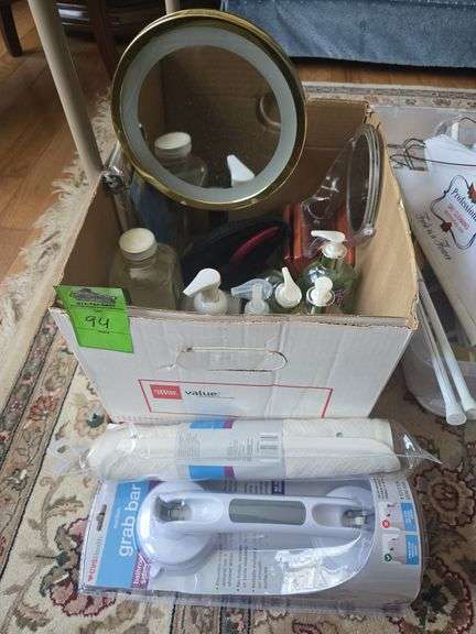 Miscellaneous hand soaps, soap fishes, mirrors,  grab bar, and anti-slip tub mat image