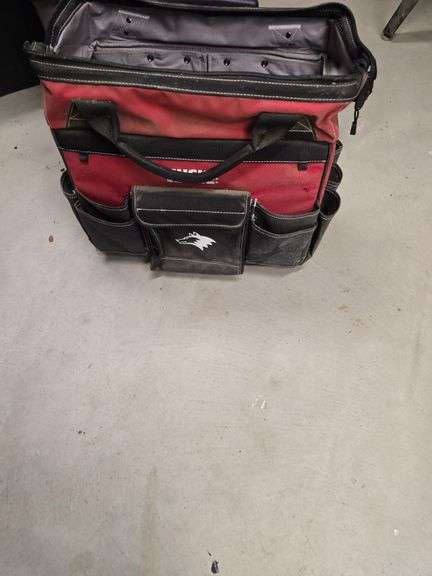 Husky tool box with drill sander and skill saw image