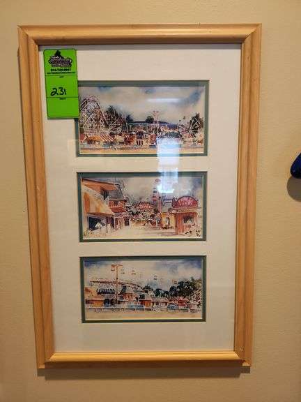 Amusement park framed picture roughly 15x22 in image