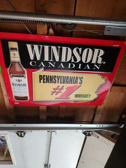 Windsor Canadian whiskey metal sign about 45"x20"