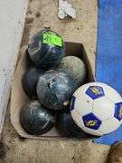 Bowling balls and one soccer ball