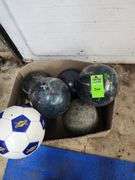 Bowling balls and one soccer ball