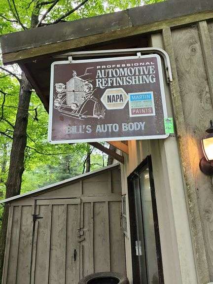 Auto Refinishing sign metal about 24"x30" Two-sided