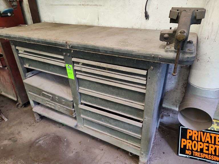 Tool cabinet with vice