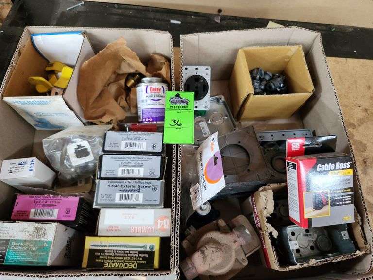 Drywall screws, wire clamps, valves, and electric boxes