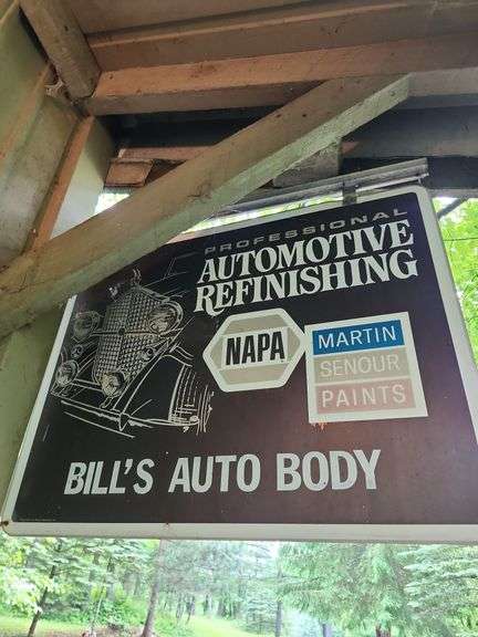 Auto Refinishing sign metal about 24"x30" Two-sided