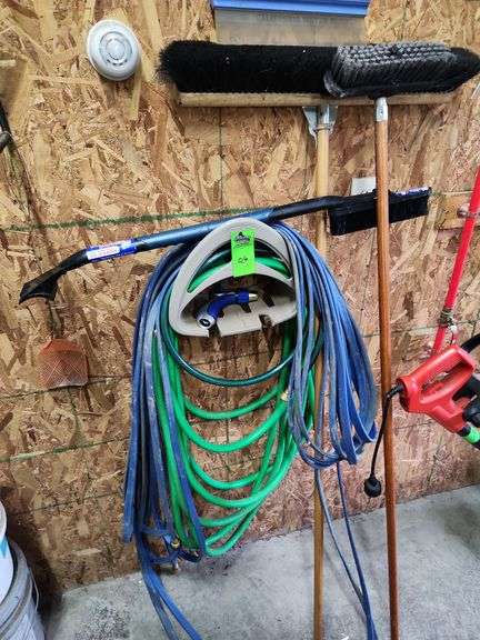 Hose, broom, car washing supplies