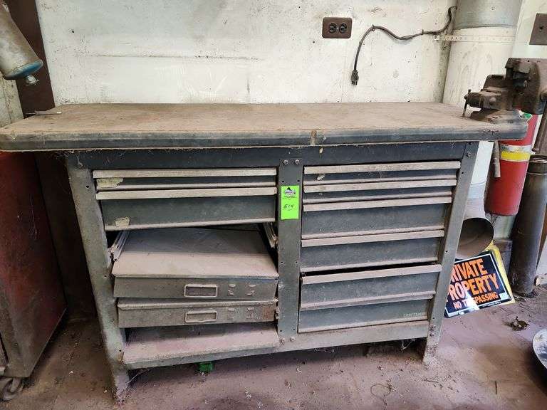Tool cabinet with vice