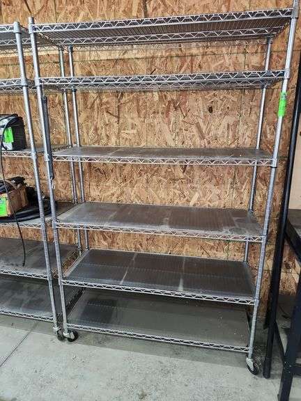 Metal 4 foot widel 6 shelf wire rack on wheels