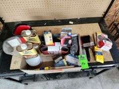 Painting supplies, sander belts,  finishes, steel wool paint brushes
