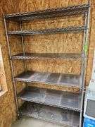 Metal shelving rack on wheels 6 shells 4 ft wide
