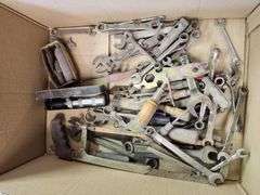 Wrenches, screwdrivers, hacksaw, miscellaneous