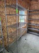 Wire shelving rack five shelves on wheels