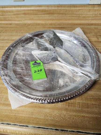 Silver serving trays and utensils