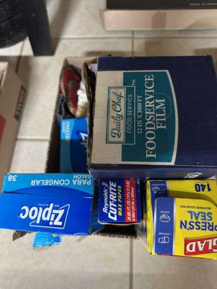 Plastic wrap, Ziploc bags, hot pads