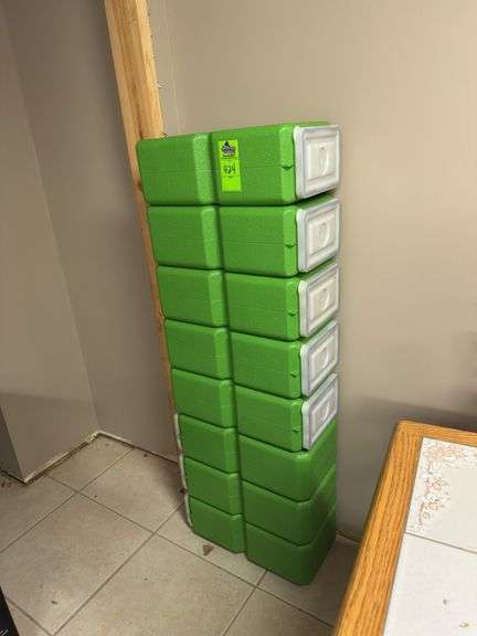 Green plastic boxes