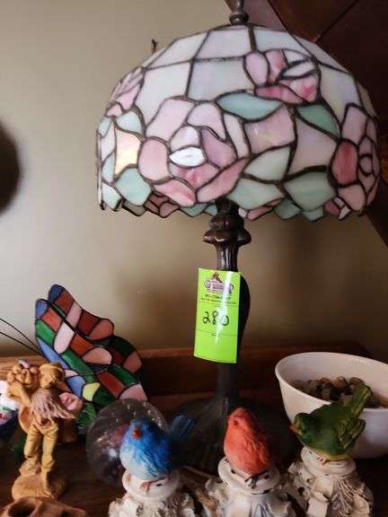 Stained Glass Lamp, butterfly, and knick knacks