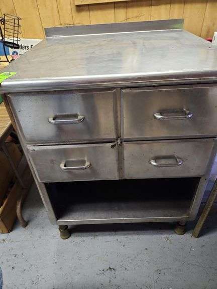 Stainless steel Counter with drawers about 32 inches wide X30 inches deep image