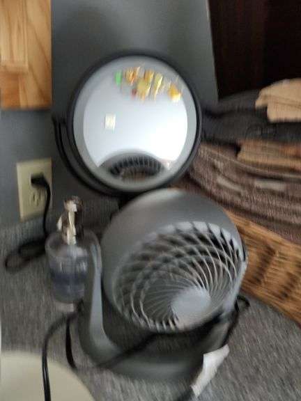 Fan makeup mirror tiles basket knick knacks