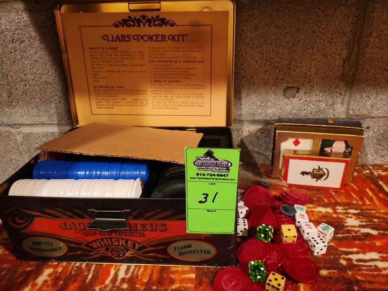 Liar's poker kit chips and playing cards