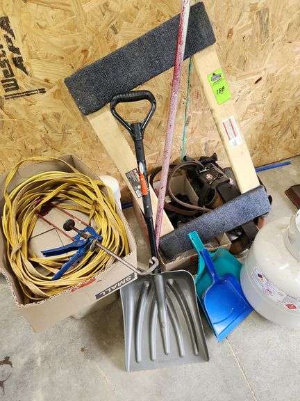 Tool belt, dolly, extension cord, propane tank, miscellaneous