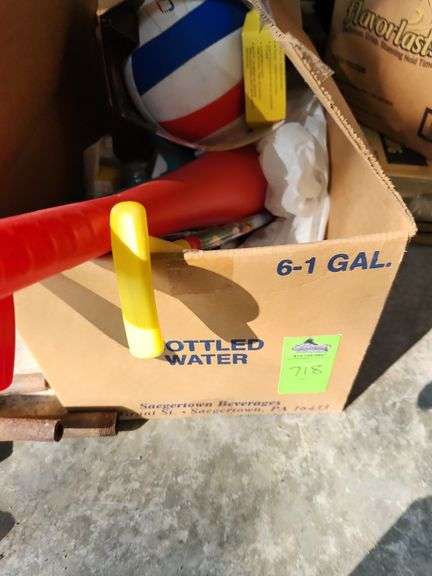 Box of assorted sporting goods