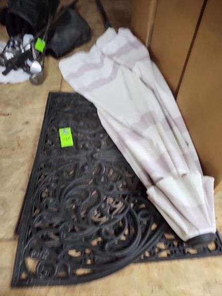 Patio umbrella and rubber mats