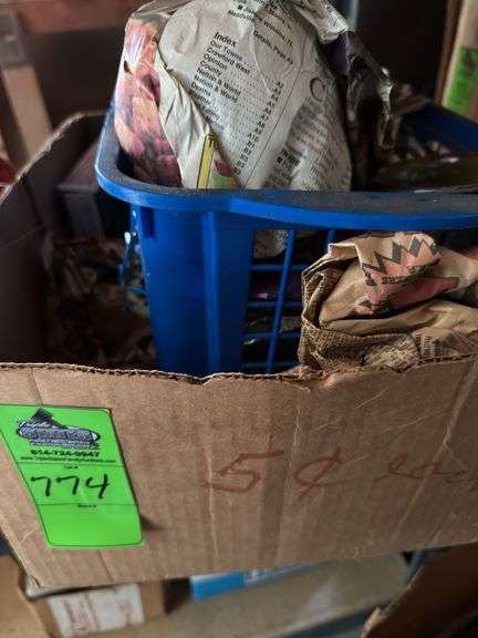 Assorted dishes, bin of rags