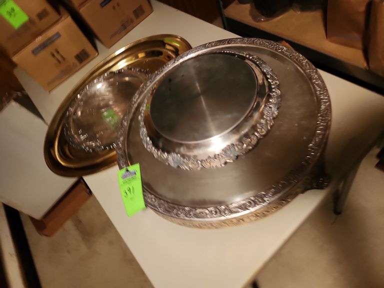 Cake display stand and trays silver