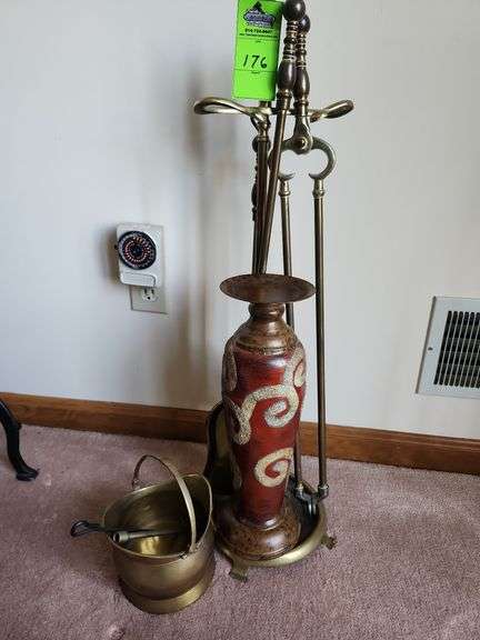 Fireplace utensils and other brass items image