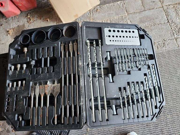 Drill bit set with attachments