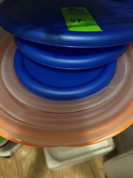 Lidded , stacking bowls, plastic