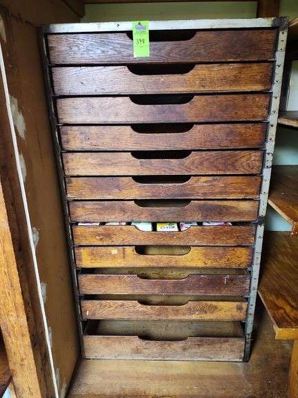 Antique storage shelving unit