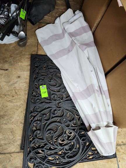 Patio umbrella and rubber mats
