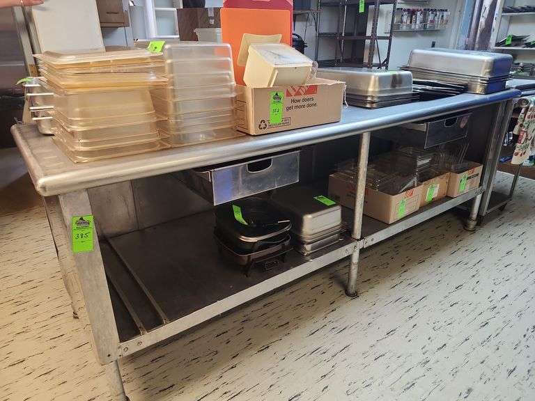 8 ft stainless steel table no contents