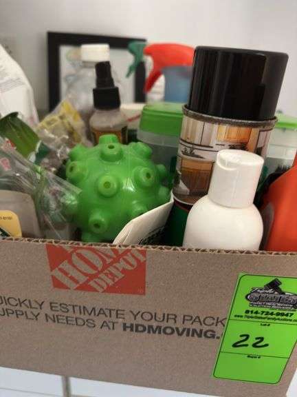 Box of cleaning supplies