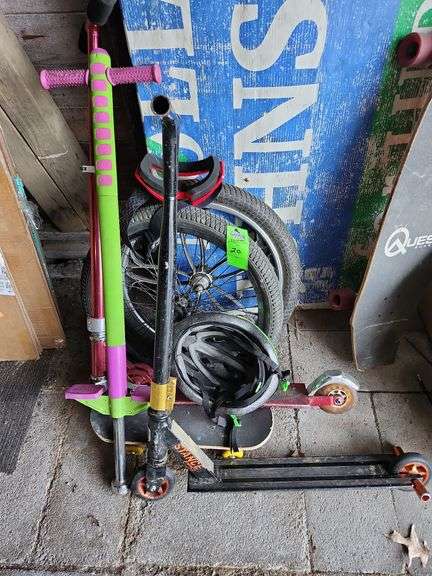 Bike tires and rims helmet scooters skateboard