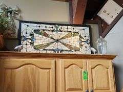 Stained glass artwork grace sign and glass bowl