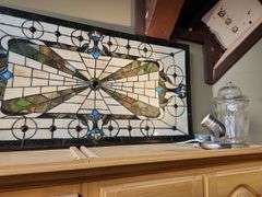 Stained glass artwork grace sign and glass bowl
